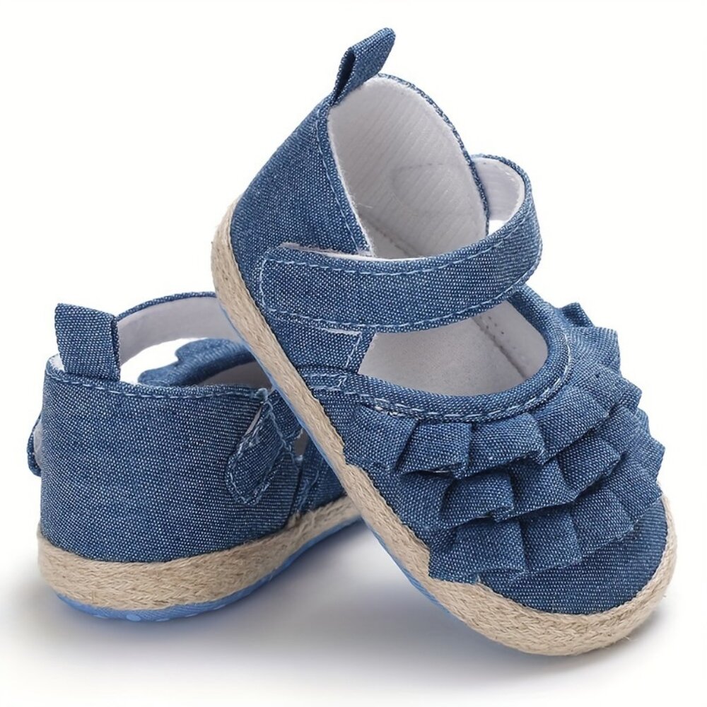 Casual Girl's Denim Shoes with ruffle Lightweight Non-slip Walking Shoes